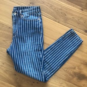 Striped High-Rise Skinny Jeans